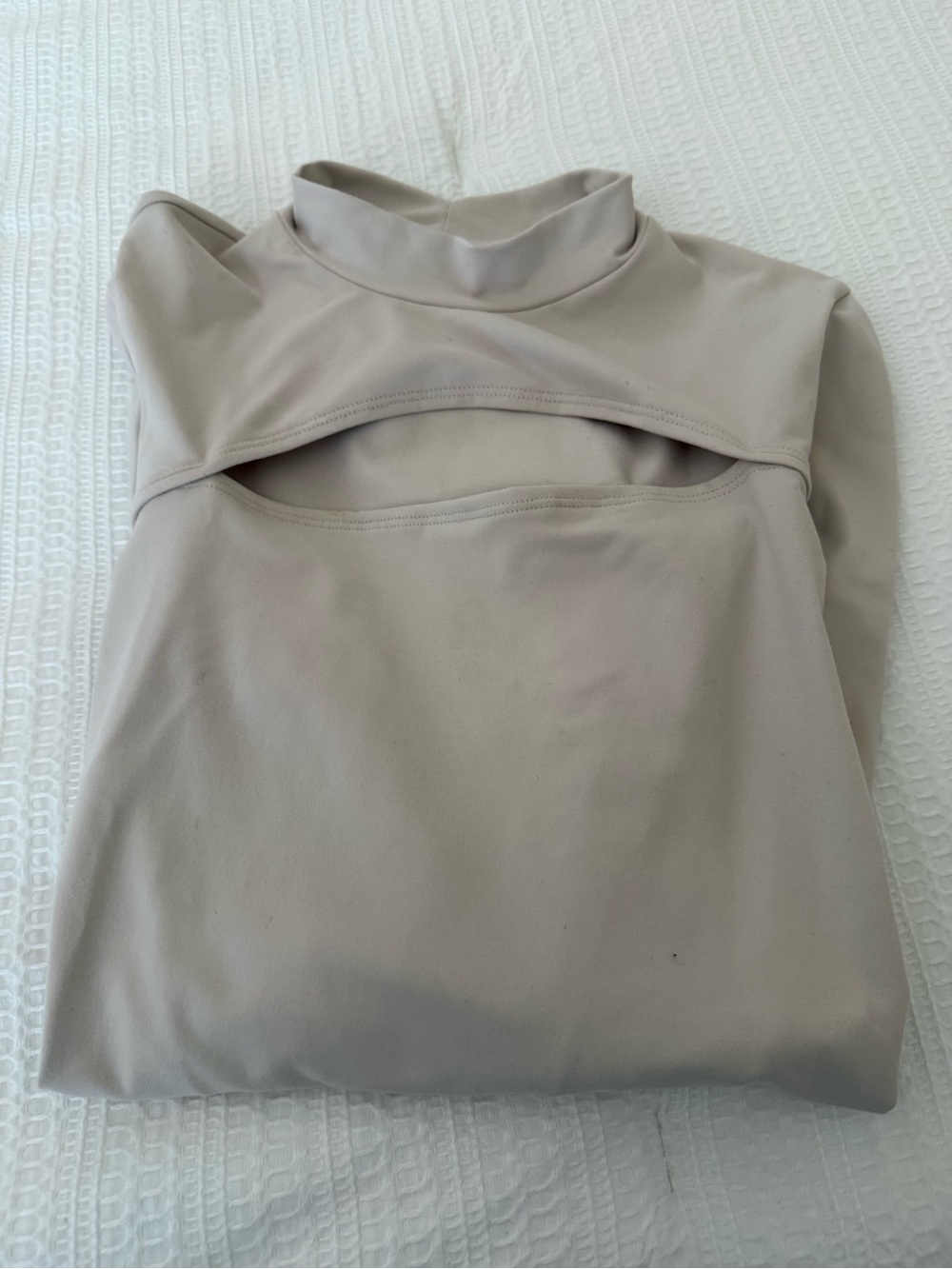 Abercrombie & Fitch Taupe High-Neck Cutout Bodysuit